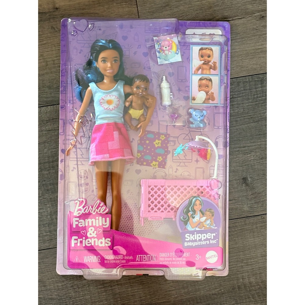 Barbie Skipper Babysitters Inc Doll Playset Baby Crib and Accessories New in Box